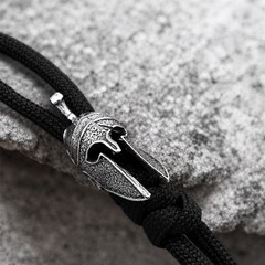 Spartan Helmet Paracord Lanyard Bead Retro Silver Color EDC Knife Lanyard Charm