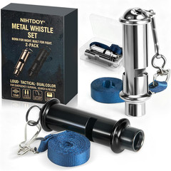 120Db Emergency Whistles 2 Pack, Solid Iron, Black & Silver | Pealess Design, Ny