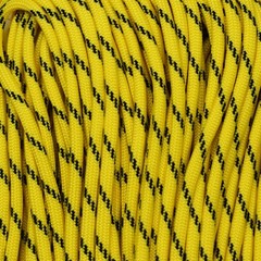 550 Paracord Canary Yellow with Black Tracer Made in the USA Nylon/Nylon (100 ft