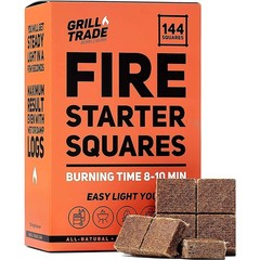 Fire Starter Squares 144 Pack – Easy BBQ Grill, Camping, Wood Stove & Smoker Fue