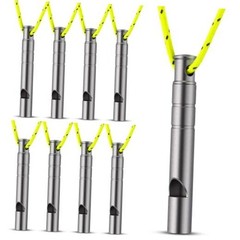 Seenelling 8 Pcs Titanium Emergency Whistles, 120dB Safety Whistle with Silver