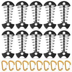 TOBWOLF 10PCS Black Fishbone Deck Anchor Pegs with Carabiners,