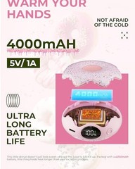 Hand Warmer Rechargeable, Portable Heater, 3 Heat Settings, 4000mAh Strawberry