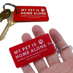 Pet Emergency Wallet Card Pet are Home Alone Alert Keychain