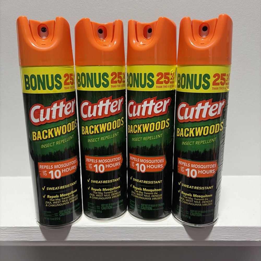 Lot of 4 Bonus Cans – Cutter Backwoods Insect Repellent 7.5 oz Aerosol Bug Spray