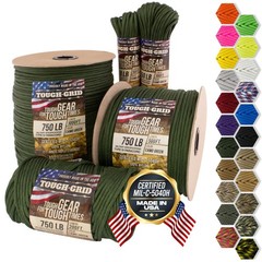 TOUGHGRID 750 Paracord Rope Nylon Parachute Cord, Made in USA Survival Kit, O…