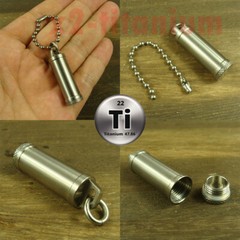 Mini Titanium Ti EDC Key chain Waterproof Capsule pill Bottle + ball chain XH072