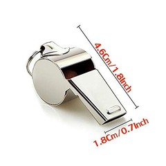 2 Pack Stainless Steel Sports Whistles with Lanyards for Coaches Referees Silver