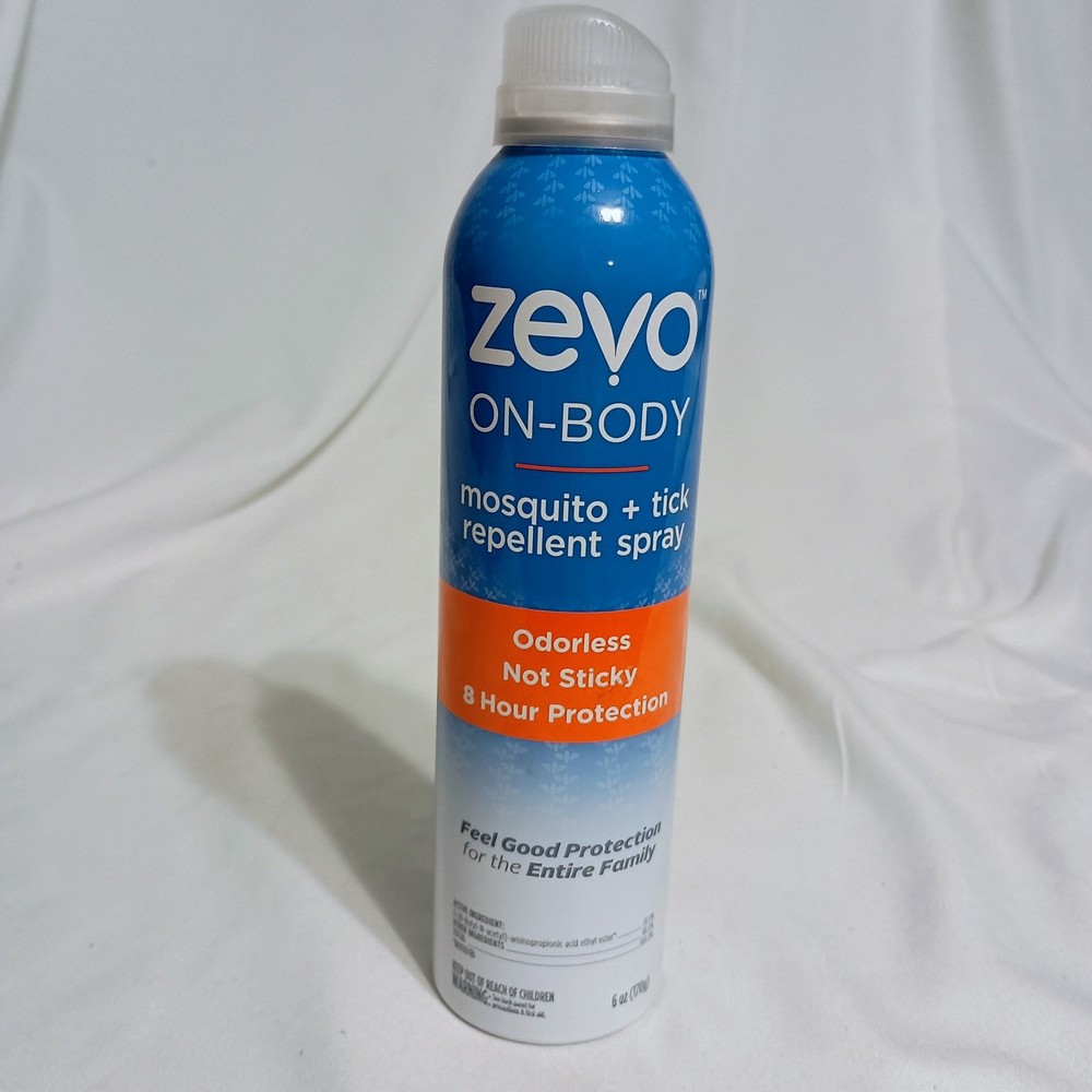 Zevo On-Body Mosquito + Tick Repellent Odorless Spray 6 Oz-8hr Protection, New