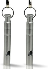 Titanium Whistle with Lanyard Emergency Safety, Titanium Gray, Set of 2, Weather