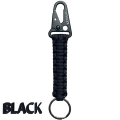 Paracord Keychain with Carabiner, Key Fob Braided Lanyard Keychain Black&green