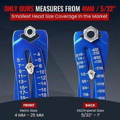 Gen2 Bolt Size Finder Tool Keychain – Gauge Bolts & Nuts Head SAE 5/32 to 1″ …