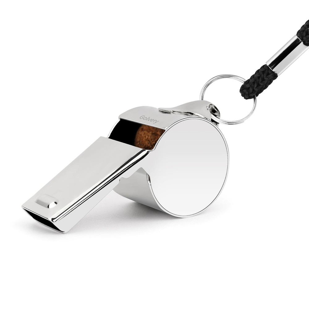 Coach Whistle Stainless Steel, Loud Crisp Sound Whistle with Lanyard for Spor…