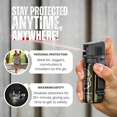 Pepper Spray Self Defense- Max Strength- 16ft Range- Portable Belt Clip Fogger
