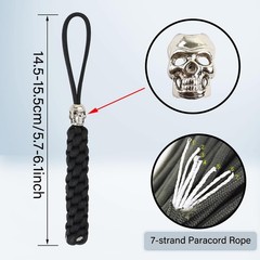 2 Pack Heavy Duty Paracord Keychain for Men, Braided Skull Lanyard Key Chain …