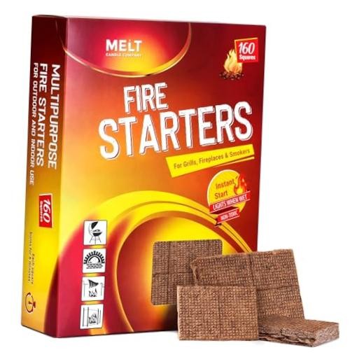 Fire Starter Squares, 160 pcs – Charcoal Fire Starters for Campfires, Grill,