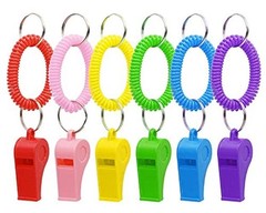 PENTA ANGEL Sport Whistle with Bracelet 6pcs Loud Clear Plastic Whistles with