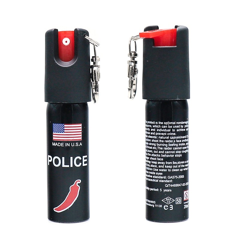 Police Pepper Spray（20ml/0.68fl.oz）Self Defense Safety Lock Security Keychain