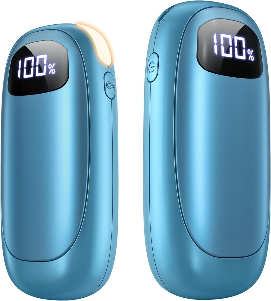 Rechargeable Hand Warmers 2-Pack Dual-Sided Heating LED Flashlight 127°F 13H