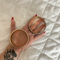 Lot of 2 Bangle bracelets Handmade Pink Red Made In The U.SA Art deco
