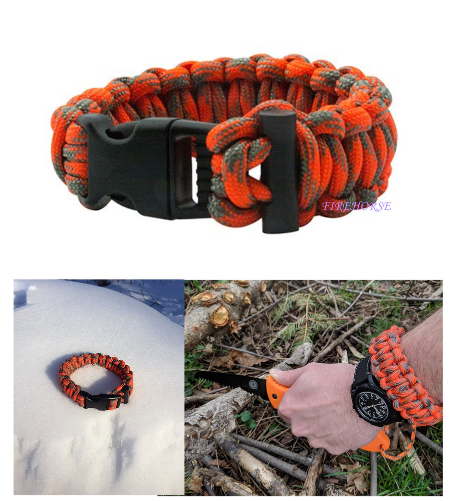ParaTinder Bracelet Heavy Duty Paracord, Flammable Thread Core and Fire Starter