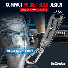 UNKENBO® Gen2 Bolt Size Finder Tool Keychain – Gauge Bolts & Nuts Head SAE 5/32