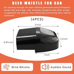 Deer Whistles for Car, Automotive Deer Warning Whistle Devices, 4 PCS Black