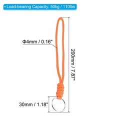 3pcs 8″ Paracord Lanyard with Keyring Wrist Cord Badge Holder Strap, Orange