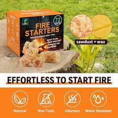 All-Weather Natural Fire Starters – Odorless Charcoal for Campfires, BBQ, Fire P