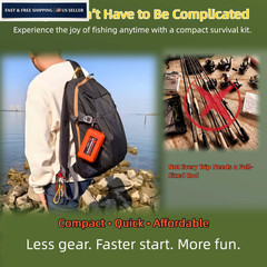 LoDinpo Pocket Survival Fishing Kit,Emergency Tackle Small, Wildfire Orange