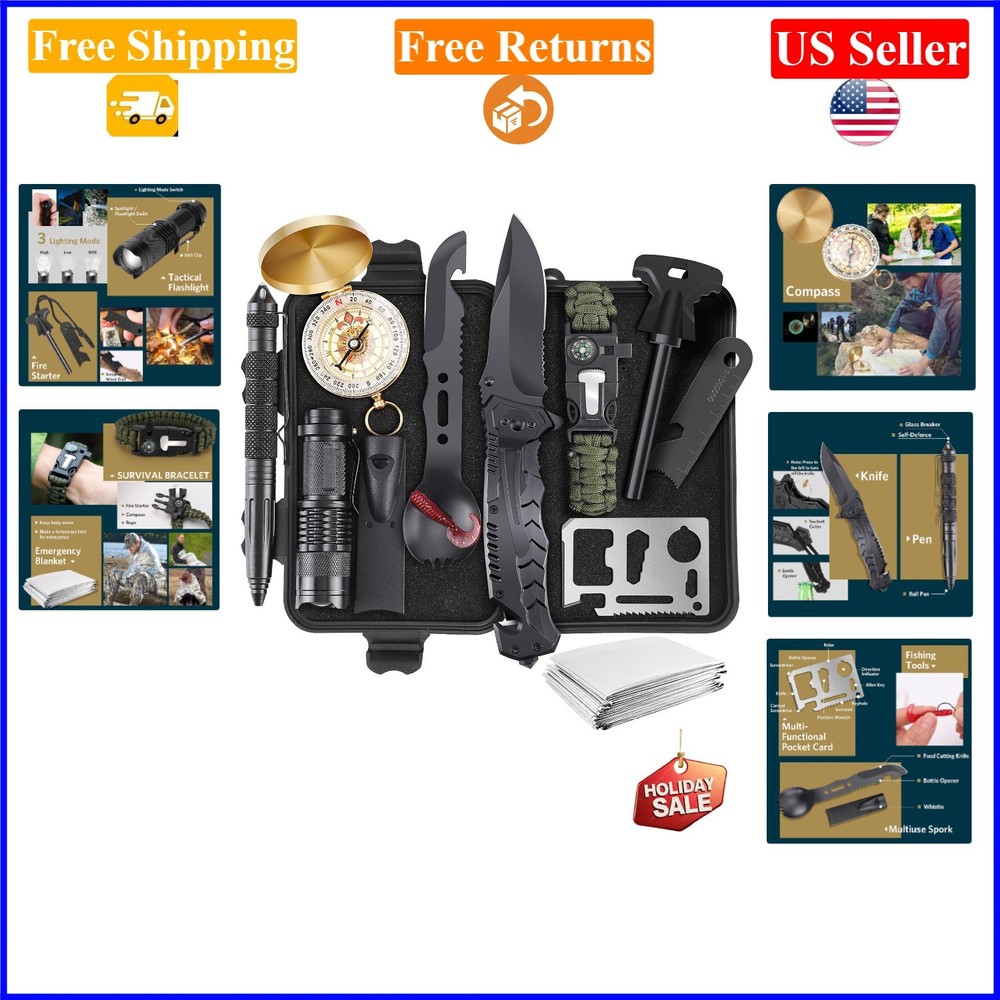 13-in-1 Tactical Survival Kit for Men, Dad, Hikers, Campers, Outdoor