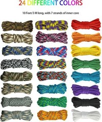 24 Colores Cuerdas De Paracord Multifunciã³n De Cordã³n De Paracord De 10 Pies
