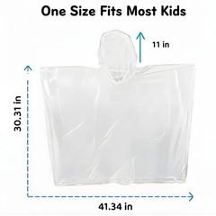12-Pack Kids Clear Rain Ponchos with Hood, Breathable Cape-Style Disposable E…