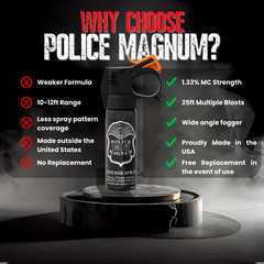 Police Magnum pepper spray 3 ounce Fire Master .50oz Pocket Clip Self Defense