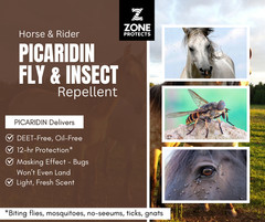 Zone Protects Horse & Rider Fly Insect, Picaridin Insect Repellent; Non-aerosol
