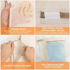4-Piece Medium Durable Organic Cotton Mesh Laundry Bags with Medium, beige