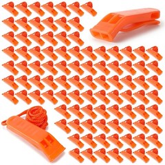 100 Pcs Emergency Whistles with Lanyard – Loud Survival Whistles for Camping, Hi