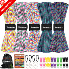 WEREWOLVES 550 Paracord Kits, 5 Colors, 4mm, 100FT each color, Multicolor