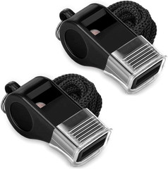 Plastic Sports Whistles with Lanyard, Loud 120dB, Referees Coaches Officials, 2