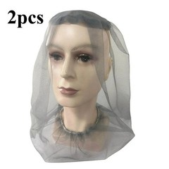 2x Anti-Mosquito Bug Bee Insect Head Net Hat Cap Sun Protection Fishing Hiking