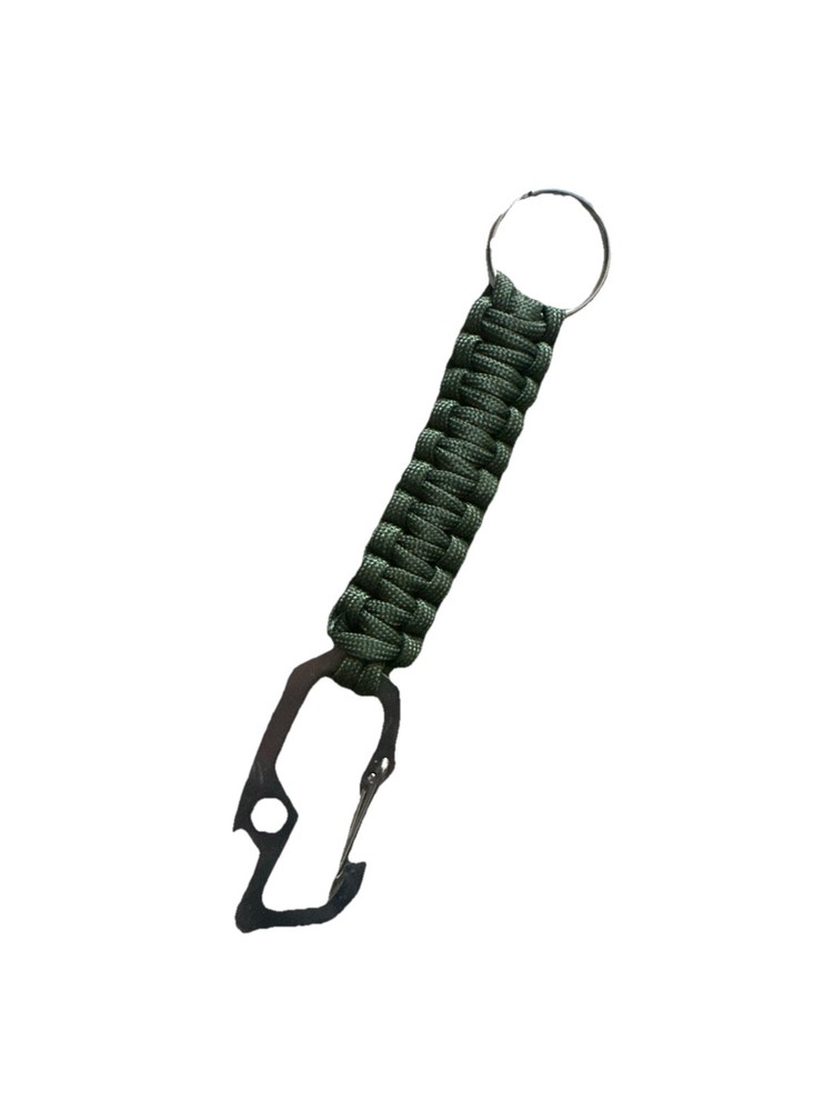 Paracord Tactical Green Keychain Bottle Opener Carabiner Clip Survival Keychain