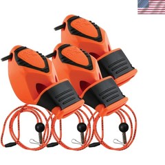 EPIK CMG Whistles with Breakaway Lanyard 3 Pack 115DB Water Clear Orange