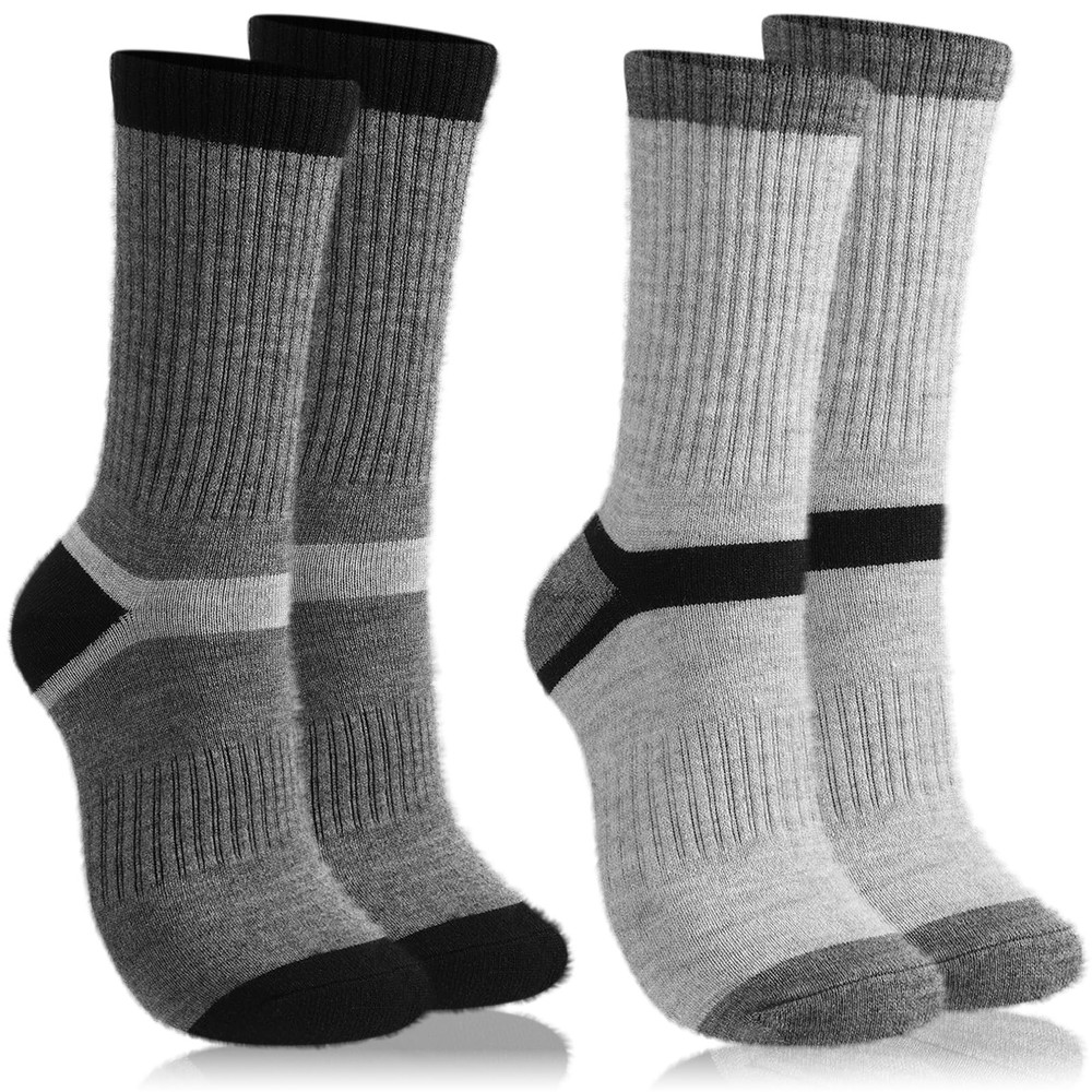 Cutecrop 2 Pairs Alpaca Wool Hiking Socks for 8-10, Dark Gray and Light