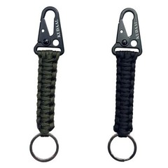 Paracord Keychain with Carabiner, Key Fob Braided Lanyard Keychain Black&green