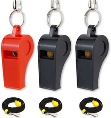 Plastic Whistles with Lanyard, 3 Pack Sports Whistle for Coach, Referee, School