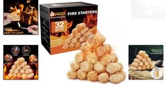 Effortless Lighting: 32 Natural Fire Starters – Quick & Waterproof for Campfires