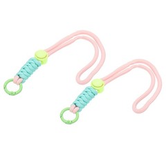 2Pcs Paracord Lanyard Keychain with Spring Ring, Pink, Green