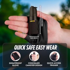 Pepper Spray Self Defense, 16ft Range, Concealed Hand Sleeve, Black