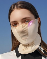 UPF 50+ Face Cover for Sun Protective Breathable Cooling UV One Size, Beige