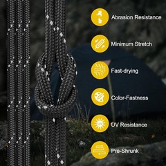 Reflective Paracord Rope 850Ib, 50/100/200/500/1000ft 4MM 11 Strand para Cords L